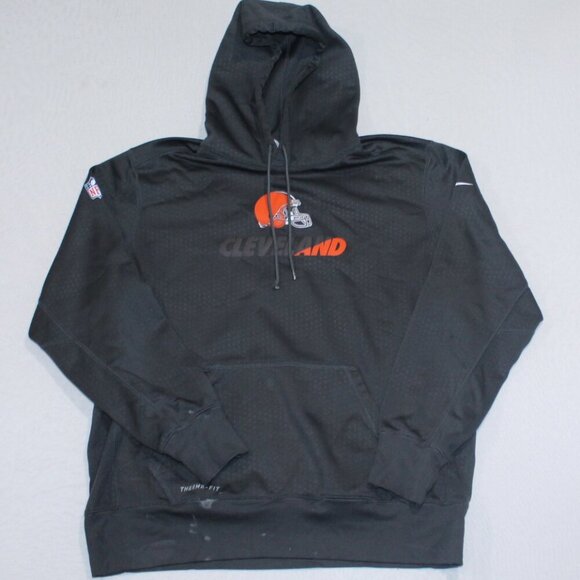 Nike Cleveland BlackBrowns Men Therma Fit Hoodie Sweater Stains - Picture 1 of 14